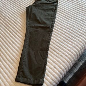 Bearbottom Relaxed Fit Stretch Chino Pants. L, 30” inseam. Dark Pine color.